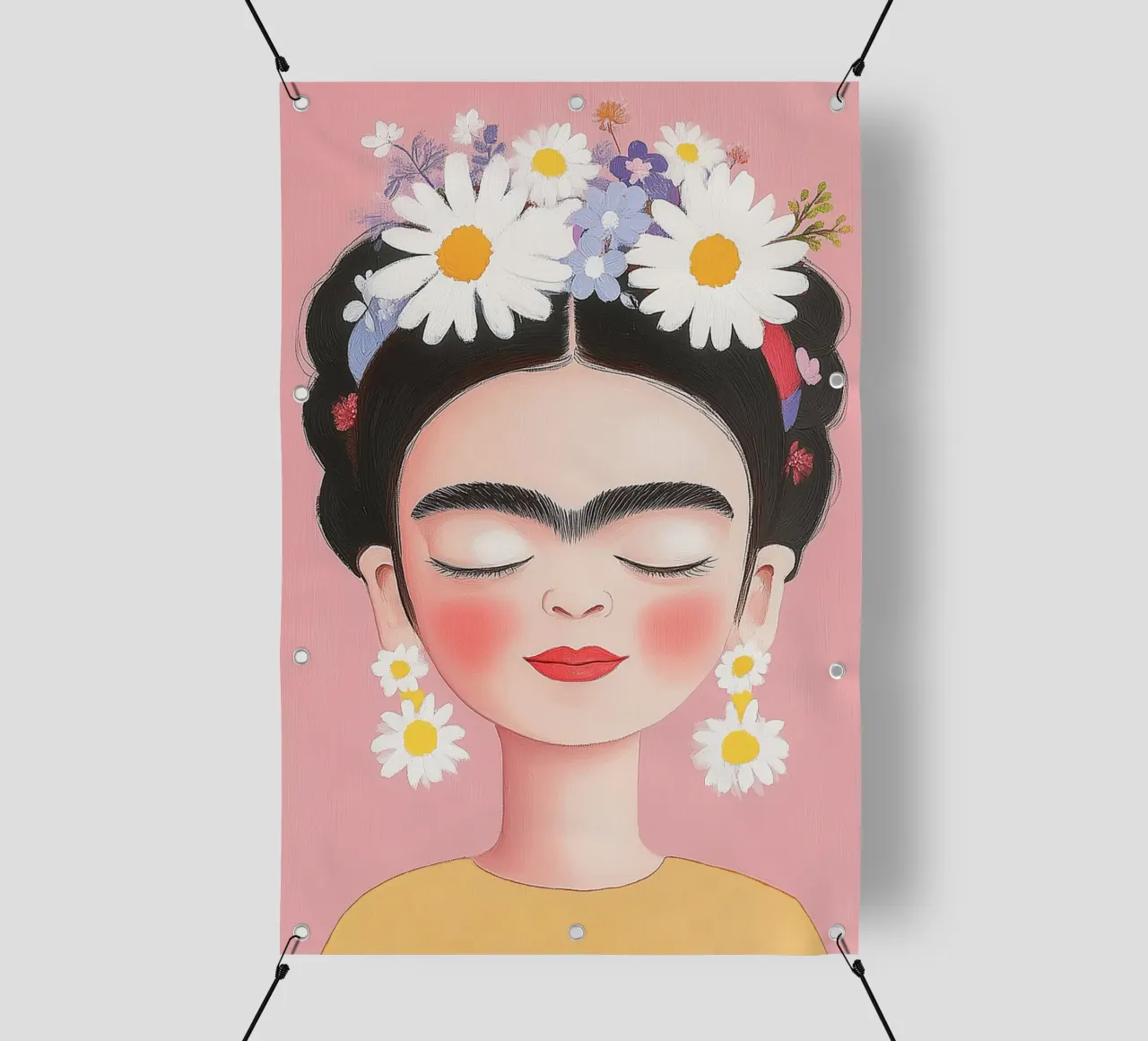 Little Frida with daisies pvc cover by Carinaprint