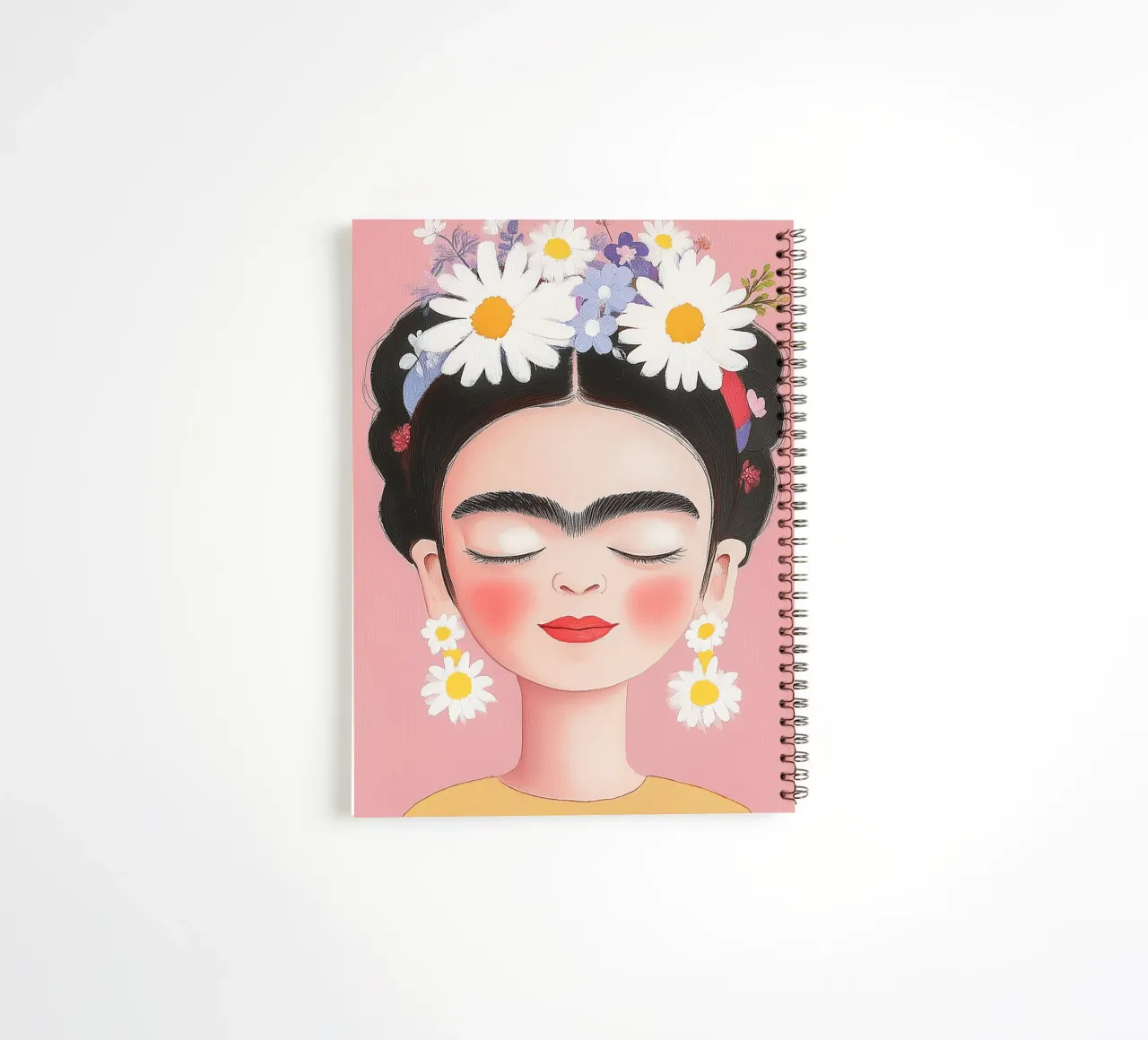 Little Frida with daisies spiral notebook by Carinaprint