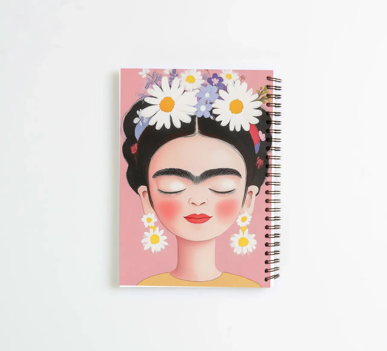 Little Frida with daisies spiral notebook by Carinaprint