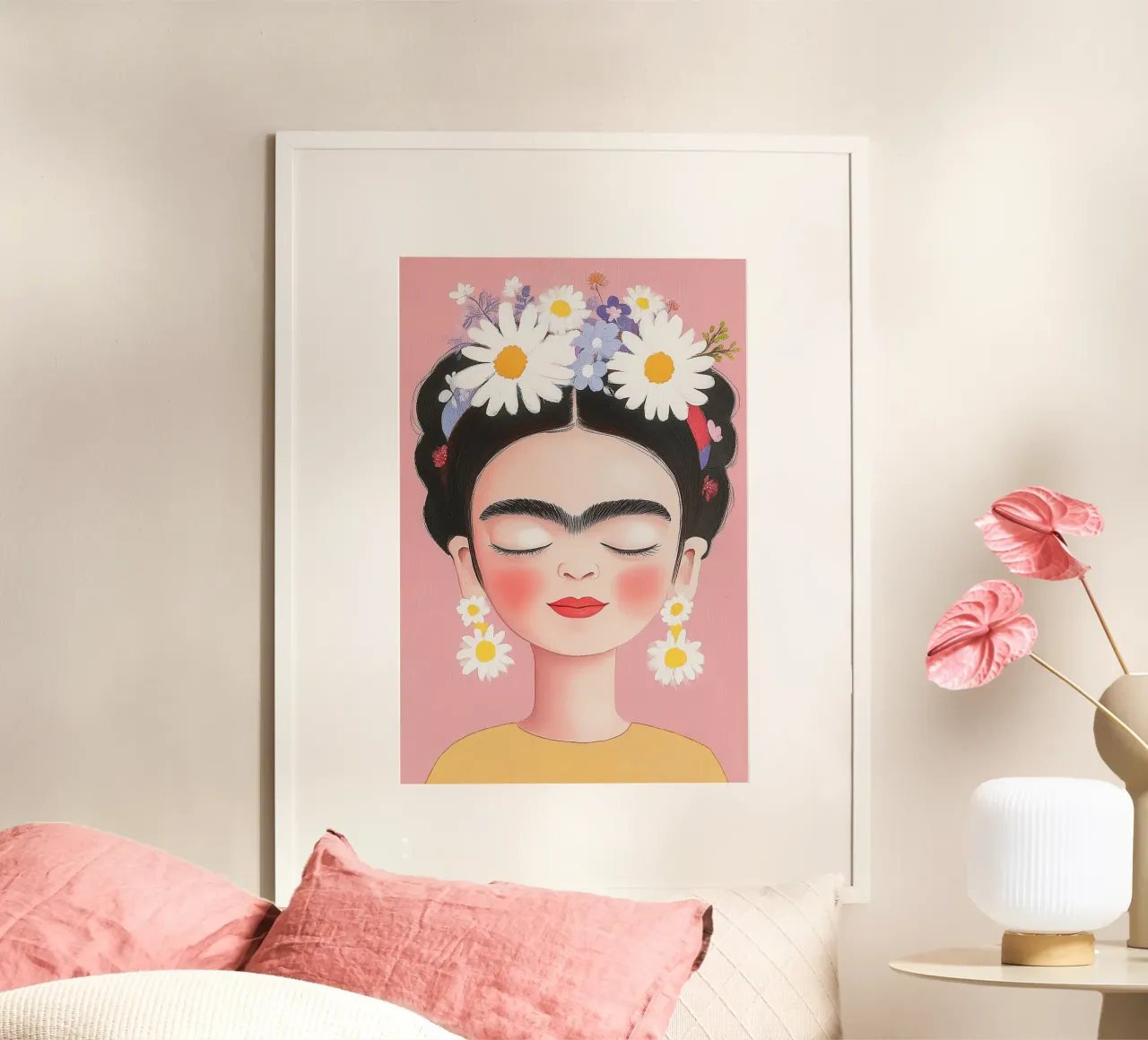 Little Frida with daisies hahnemühle by Carinaprint