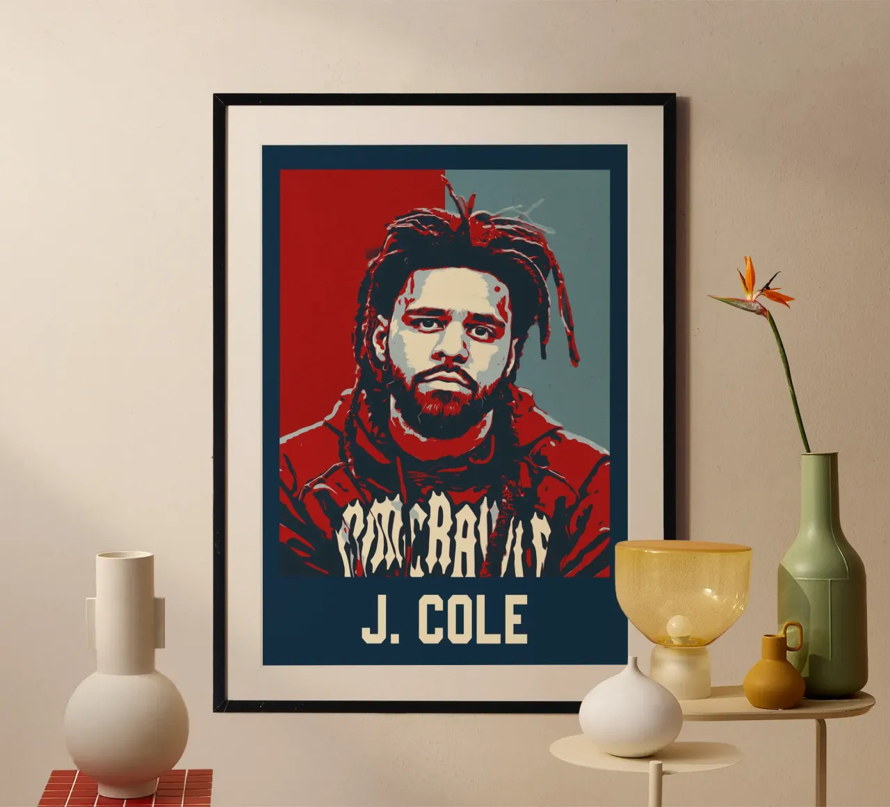 J. Cole poster con telaio in legno da HopeStudio