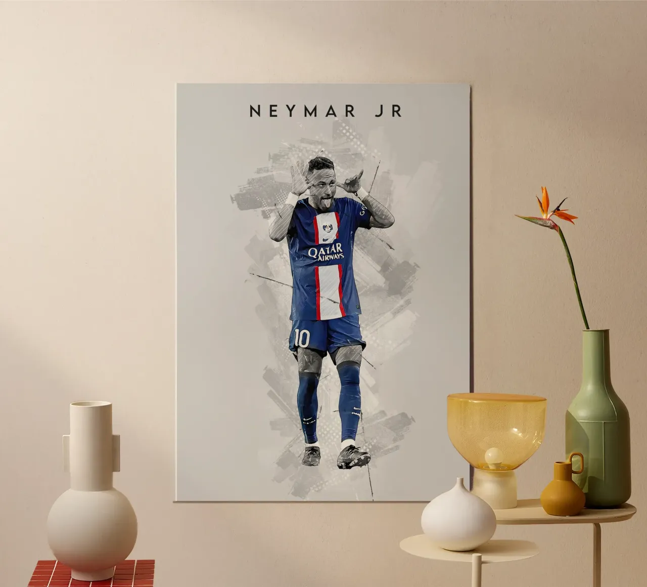 Neymar JR street art poster con telaio in legno da tenten
