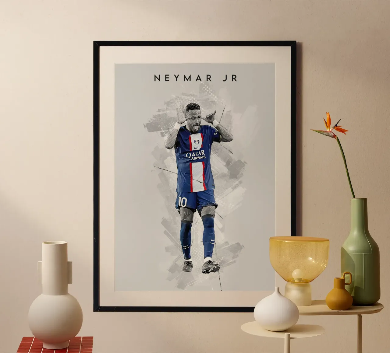 Neymar JR street art poster con telaio in legno da tenten
