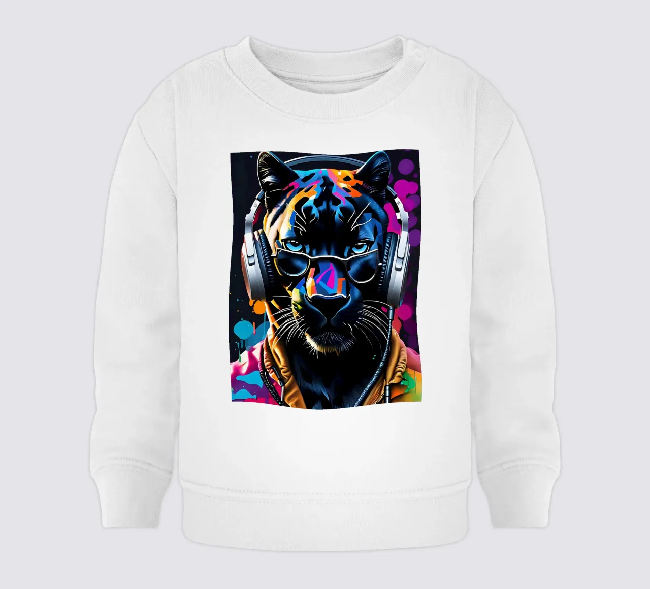 Pantera con cuffie e occhiali felpa neonato da MakArena