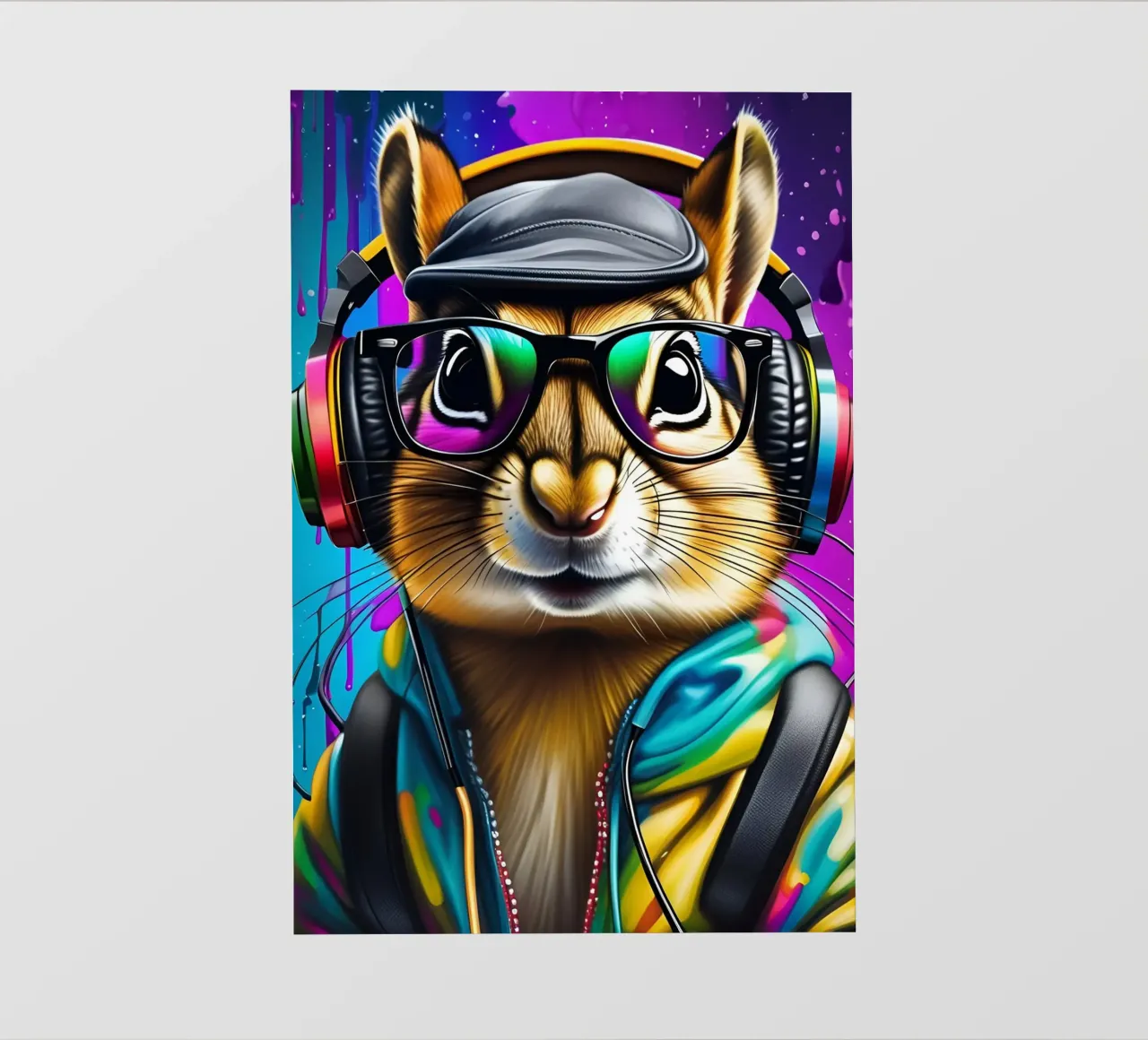 Un tamia avec des écouteurs et des lunettes papier peint photo de MakArena