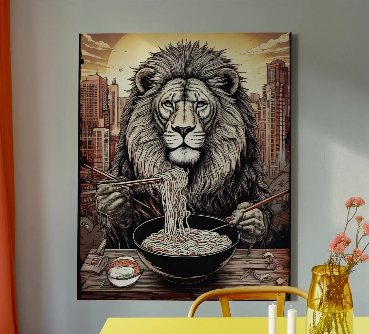 Lion diner canvas met Baklijst van tylerstudio