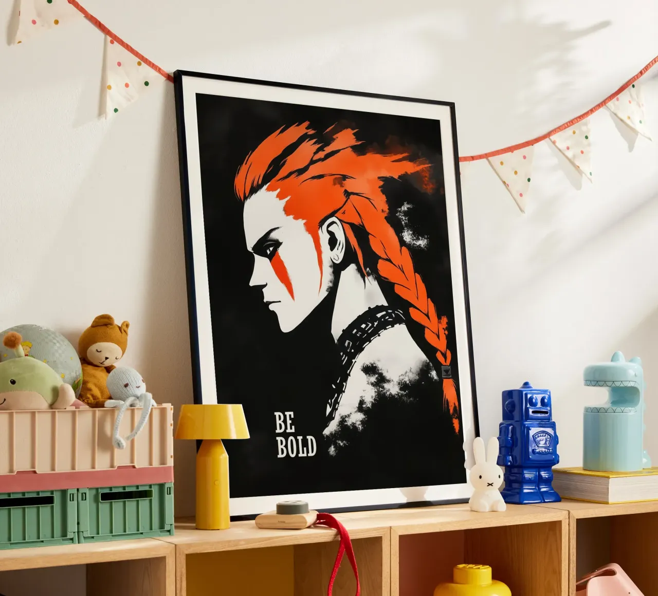 Camicia design Be Bold | Punk Portrait poster con telaio in legno da Autofocus