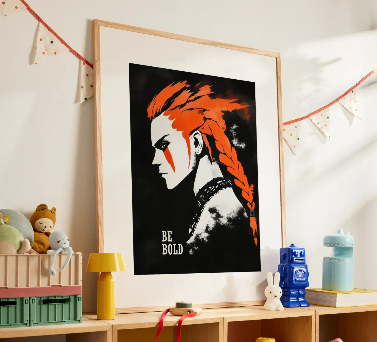 Camicia design Be Bold | Punk Portrait poster con telaio in legno da Autofocus