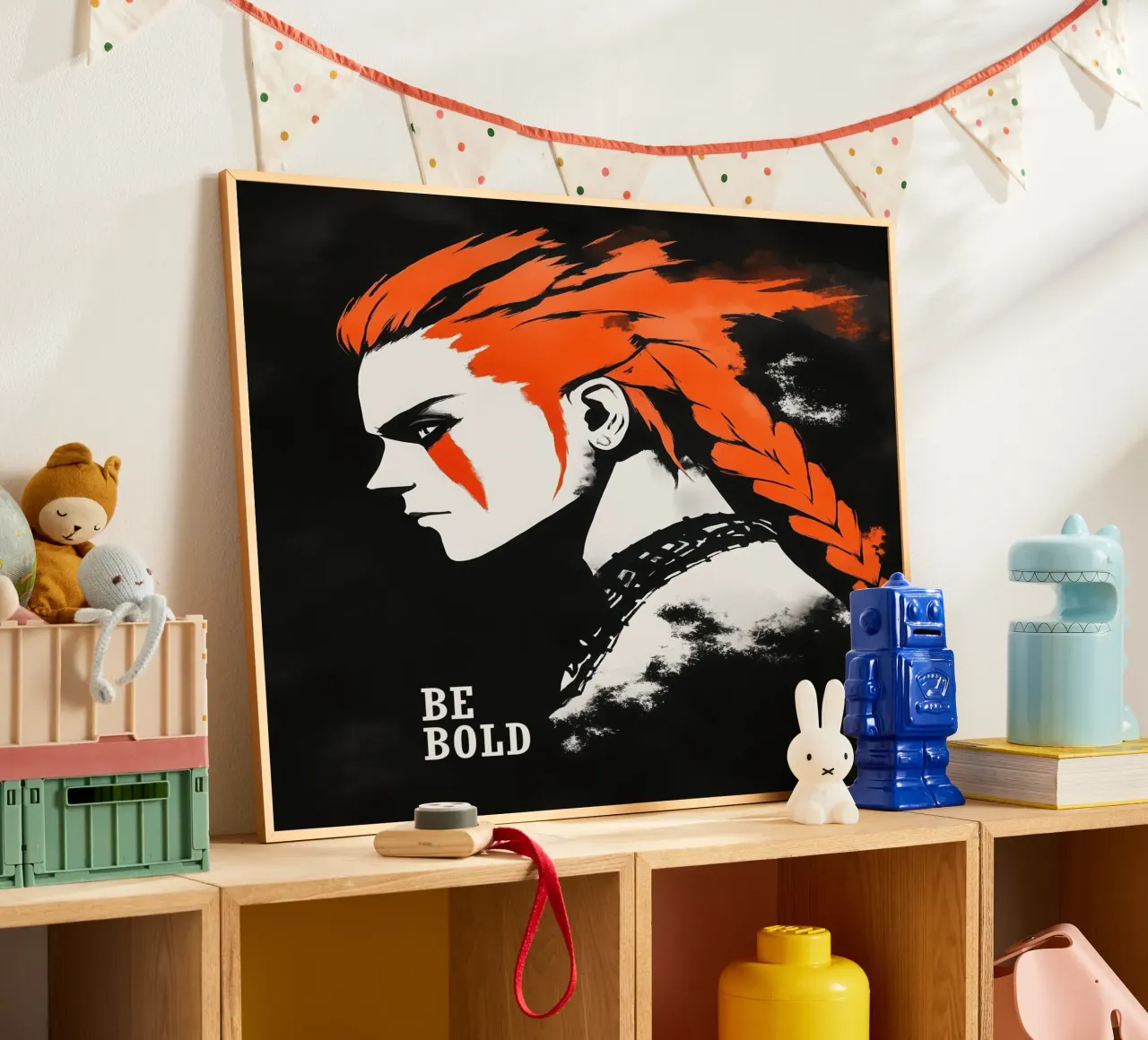 Camicia design Be Bold | Punk Portrait poster con telaio in legno da Autofocus