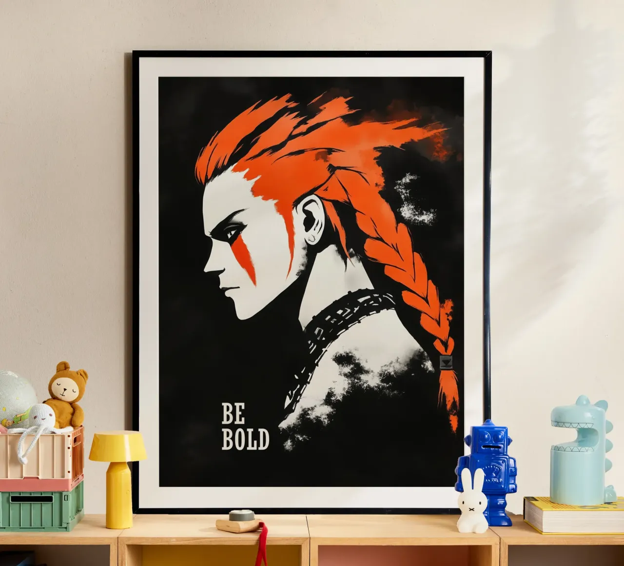 Camicia design Be Bold | Punk Portrait poster con telaio in legno da Autofocus