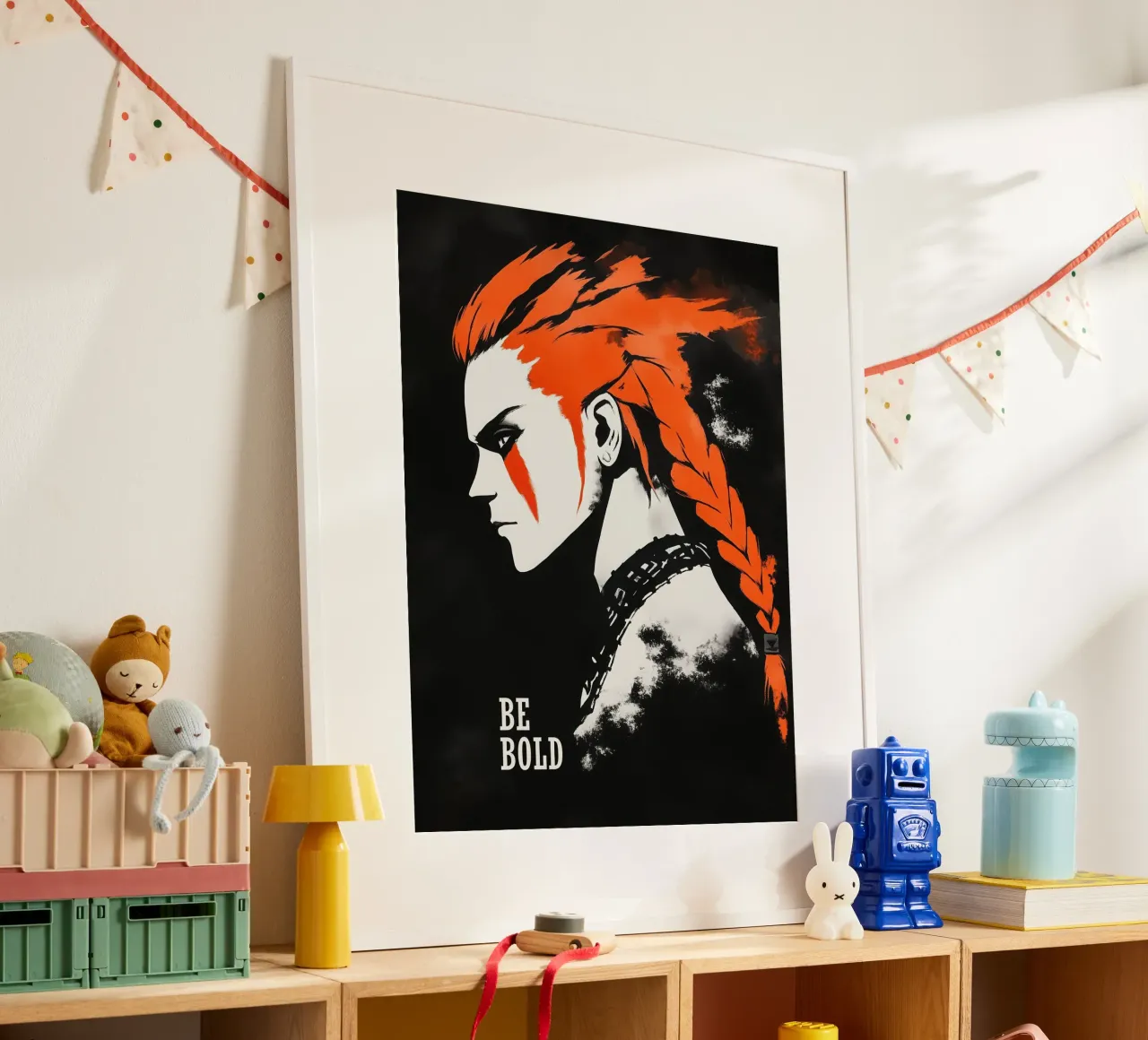 Camicia design Be Bold | Punk Portrait poster con telaio in legno da Autofocus