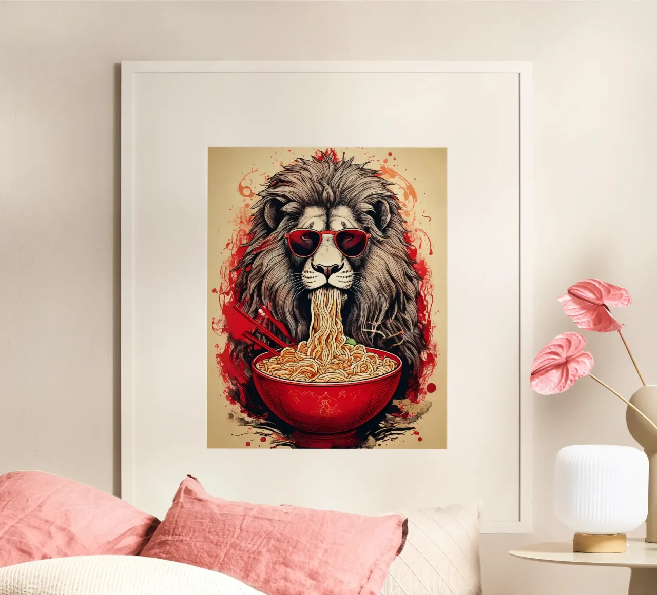 Lion Glasses poster con telaio in plastica da tylerstudio