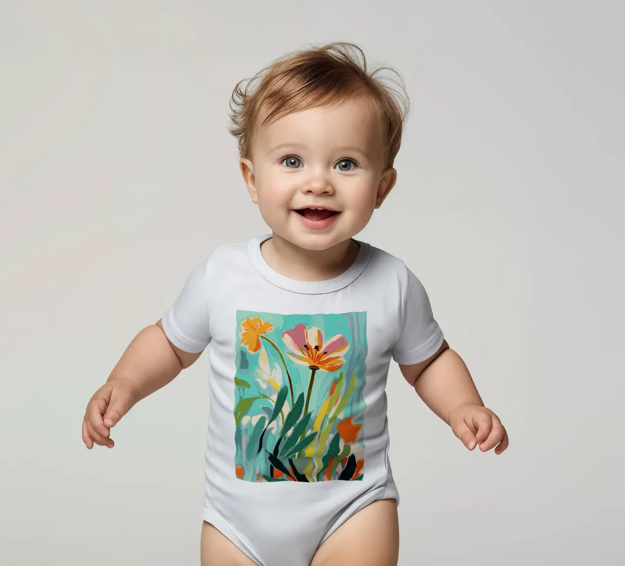 Fiore selvaggio body neonato maniche corte da DaarbyN