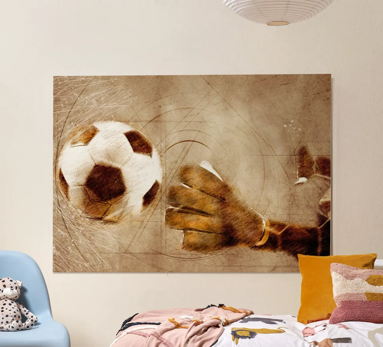 Portiere Giocatore di calcio sport art poster con telaio in legno da Justyna Jaszke JBJart