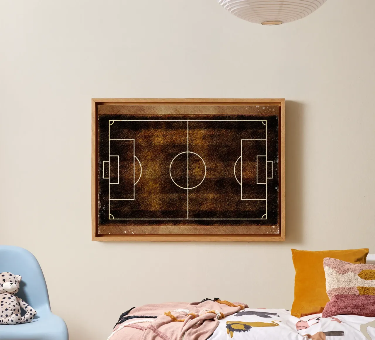 Soccer player game sport art canvas with Floater frame by Justyna Jaszke JBJart