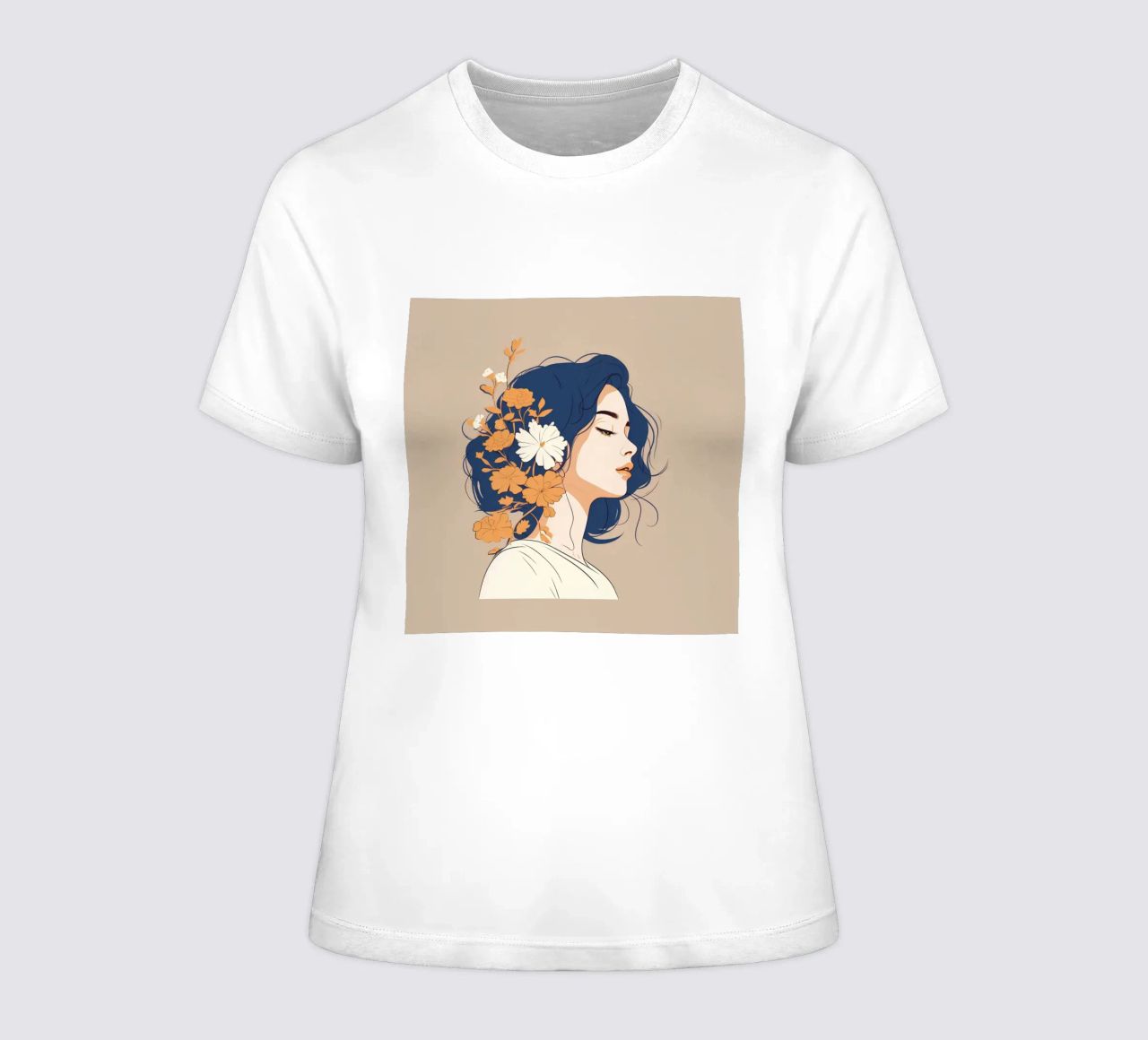 Serene profile of a woman women's fitted t-shirt by LisaArtes
