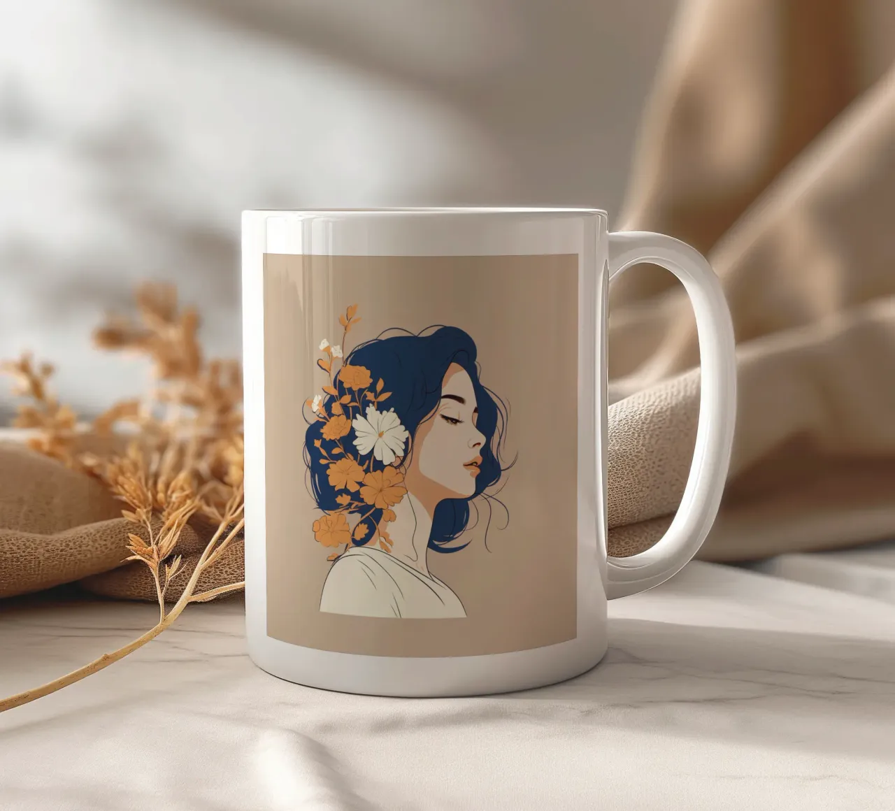 Serene profile of a woman tazza in ceramica da LisaArtes