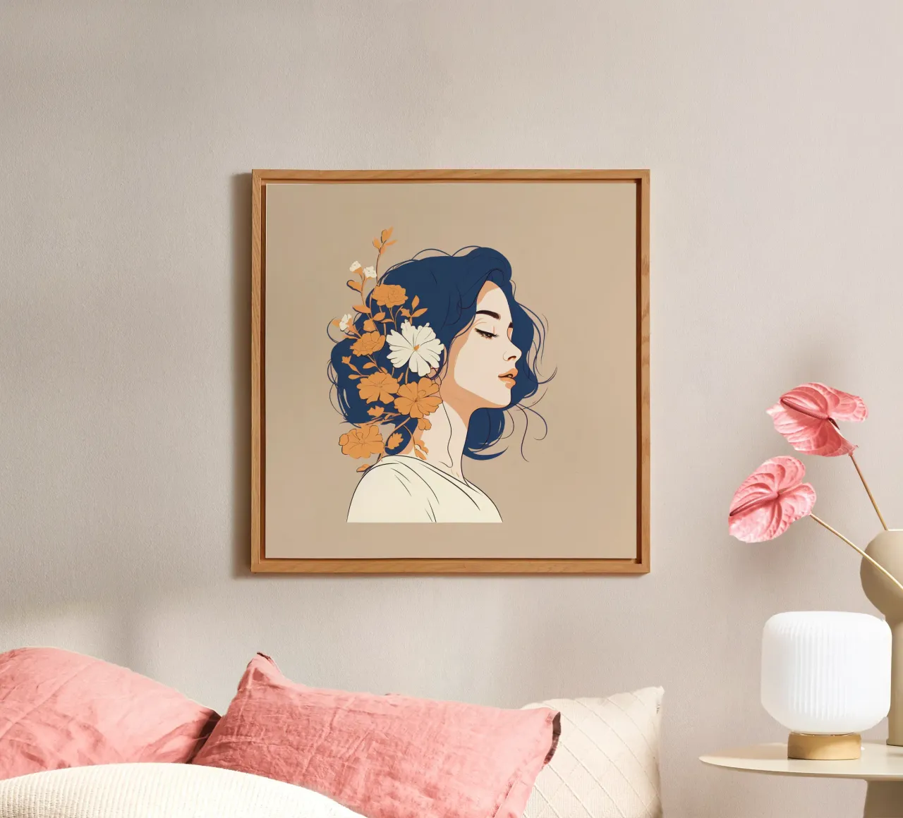 Serene profile of a woman alluminio dibond da LisaArtes