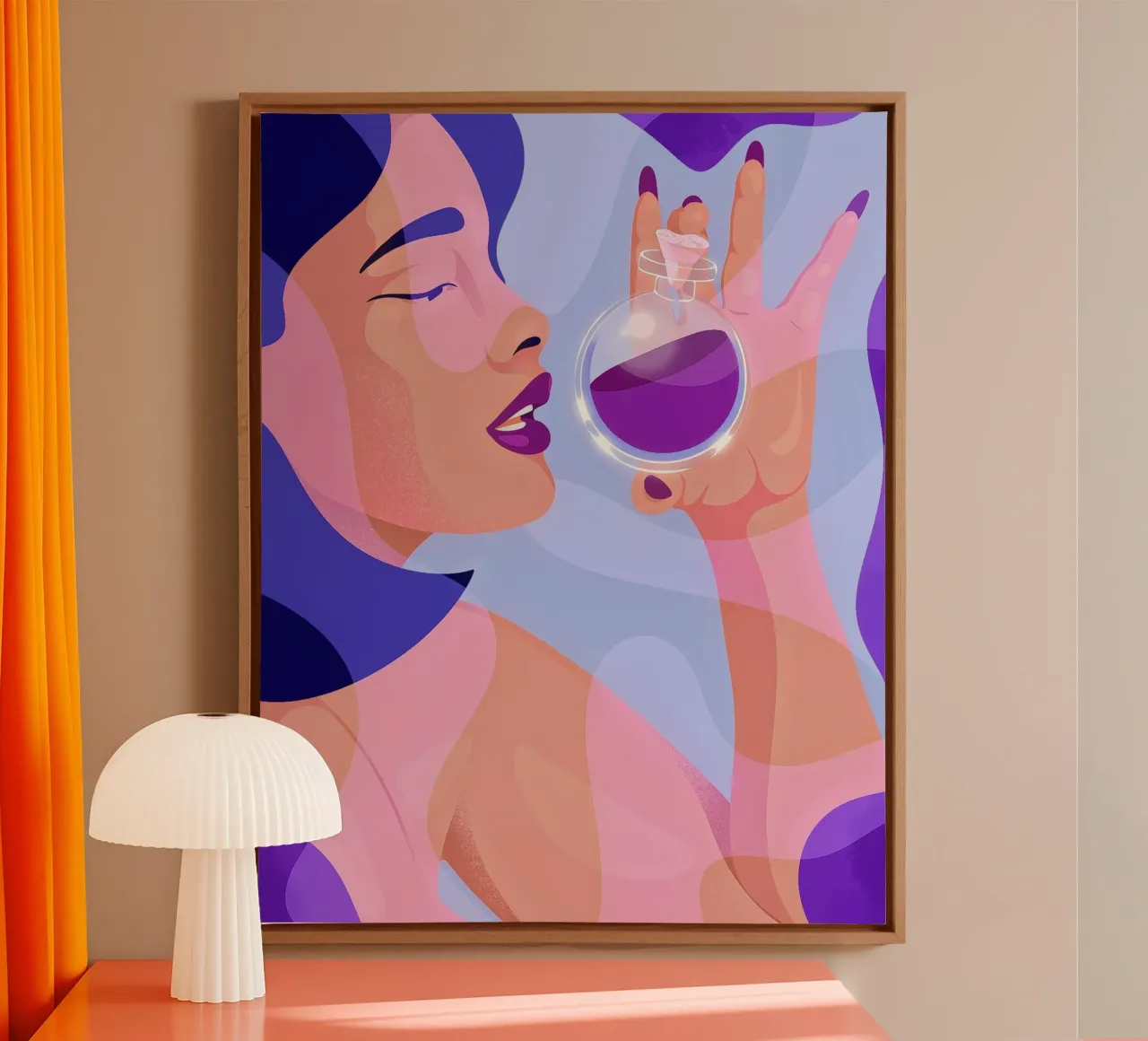 Dellu Juice - Afdrukken met moderne digitale illustraties canvas met Baklijst van Kika illu
