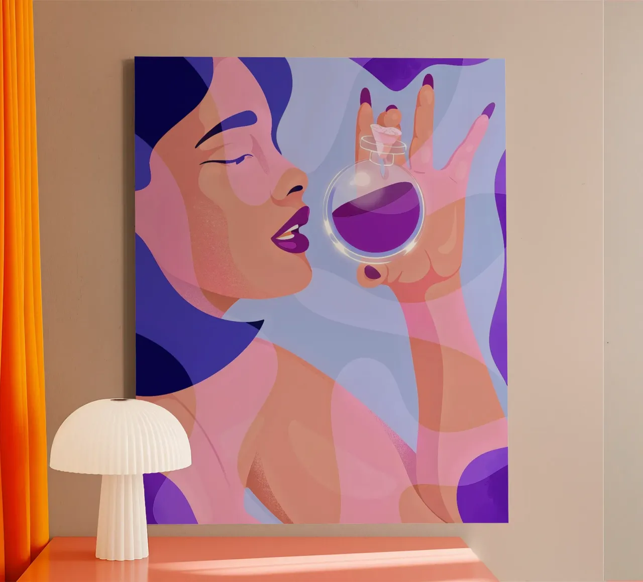 Dellu Juice - Afdrukken met moderne digitale illustraties canvas met Baklijst van Kika illu