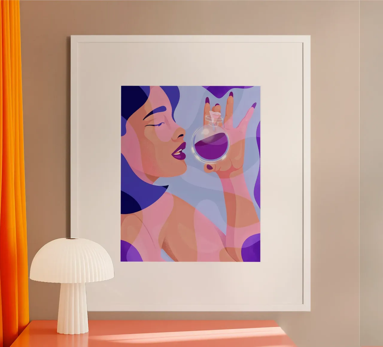 Succo di frutta Dellu - Stampa moderna di illustrazione digitale poster con telaio in legno da Kika illu