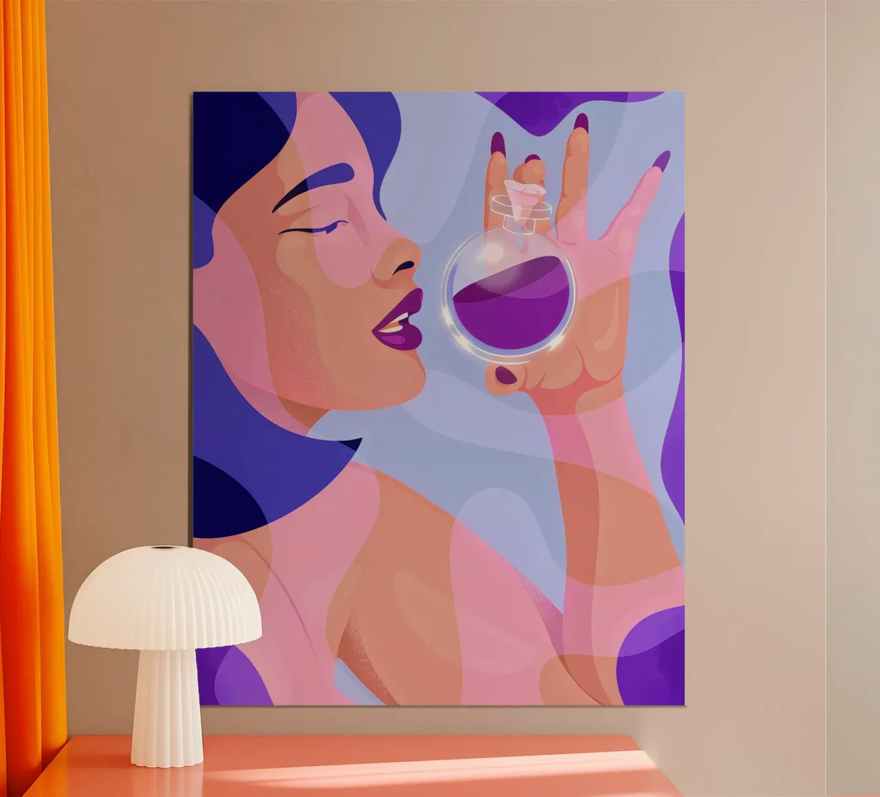 Succo di frutta Dellu - Stampa moderna di illustrazione digitale poster con telaio in legno da Kika illu