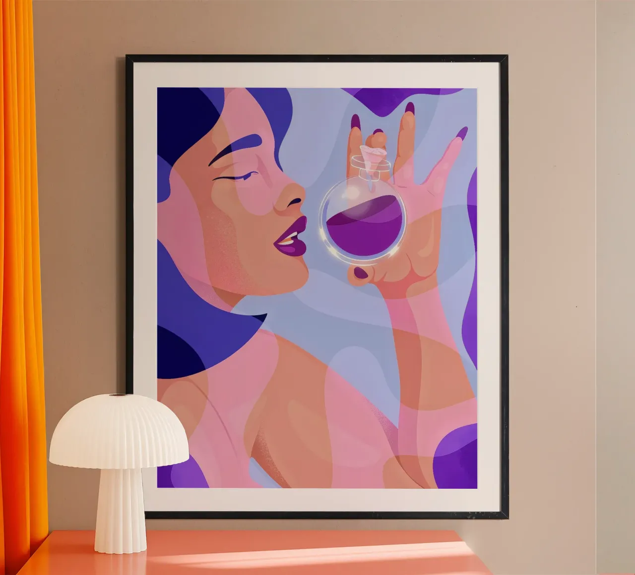Succo di frutta Dellu - Stampa moderna di illustrazione digitale poster con telaio in legno da Kika illu