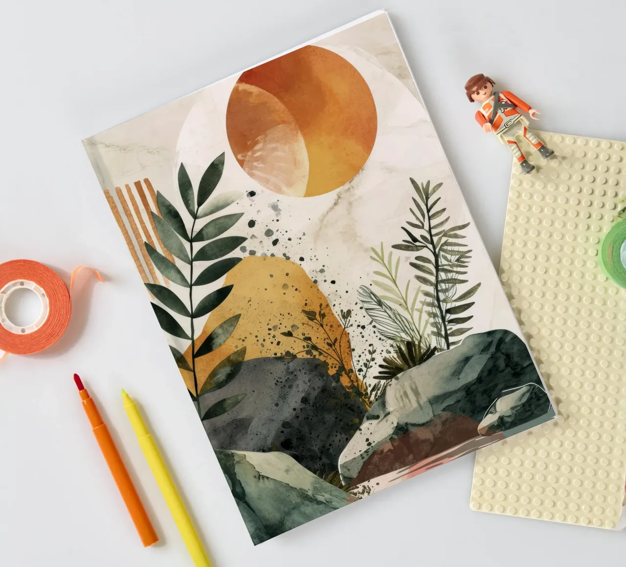 Minimal calm relaxation art notebook by Justyna Jaszke JBJart