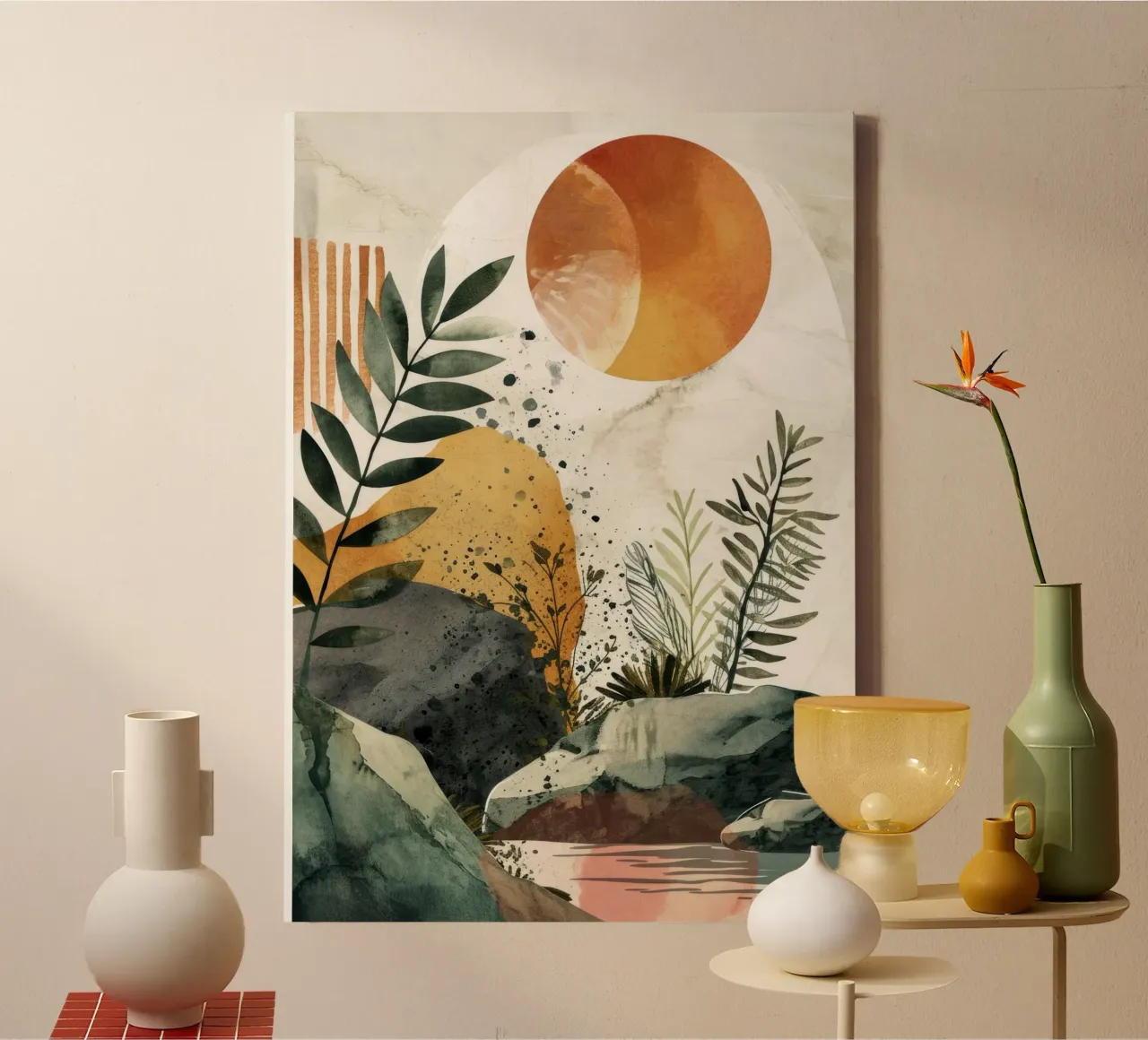 Minimal calm relaxation art canvas by Justyna Jaszke JBJart