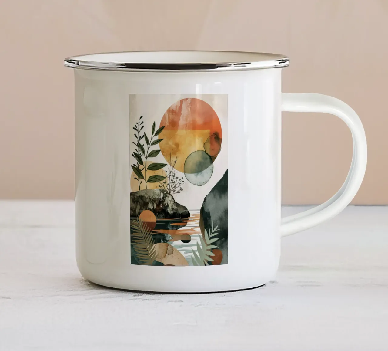 Arte di rilassamento minimale e calma tazza in smalto da Justyna Jaszke JBJart