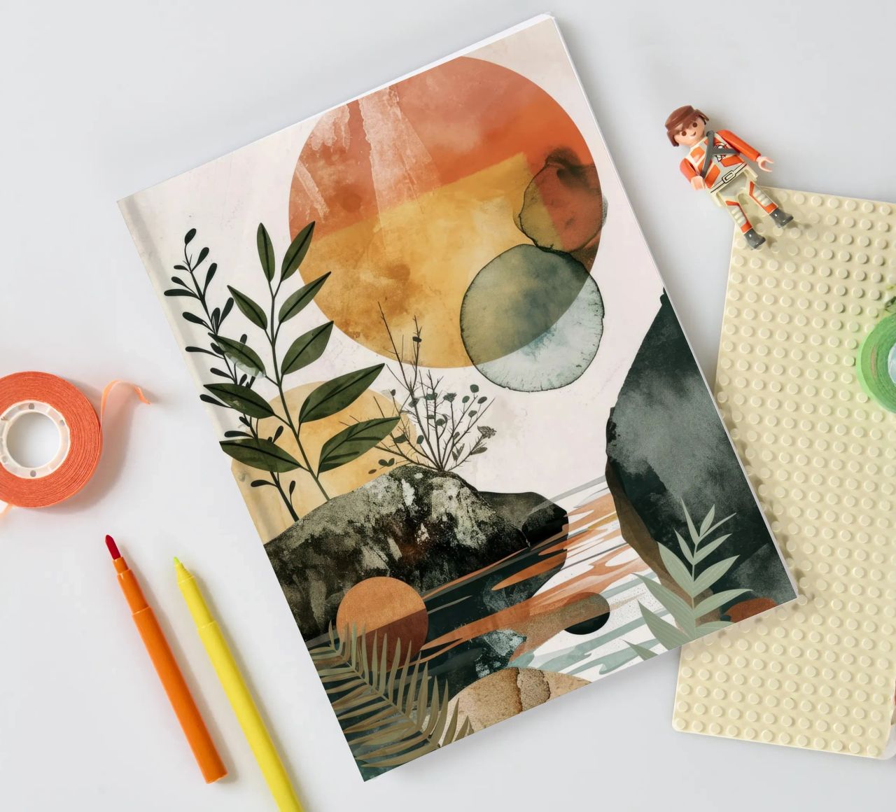 Minimal calm relaxation art notebook by Justyna Jaszke JBJart