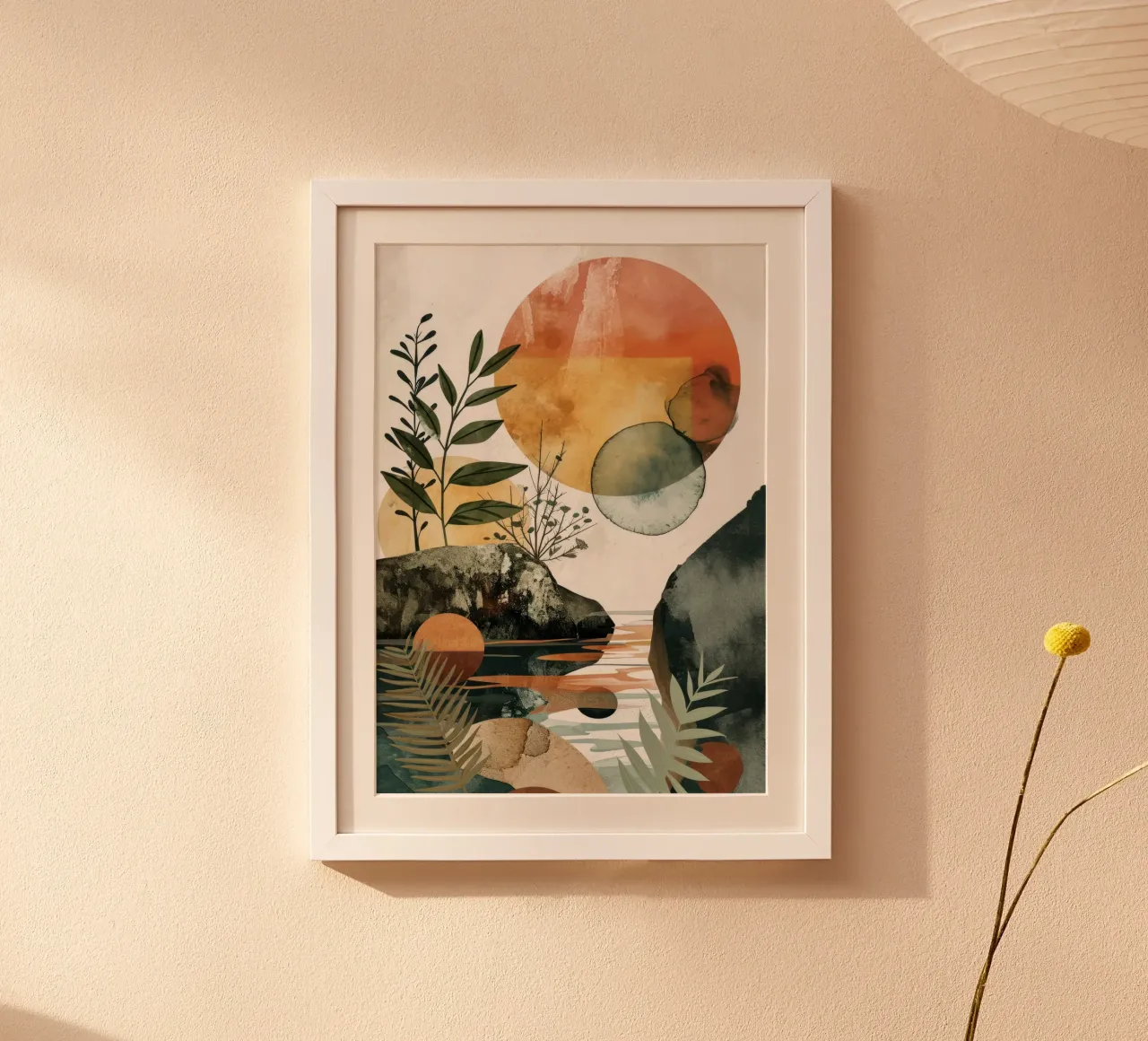 Arte di rilassamento minimale e calma poster con telaio in alluminio da Justyna Jaszke JBJart