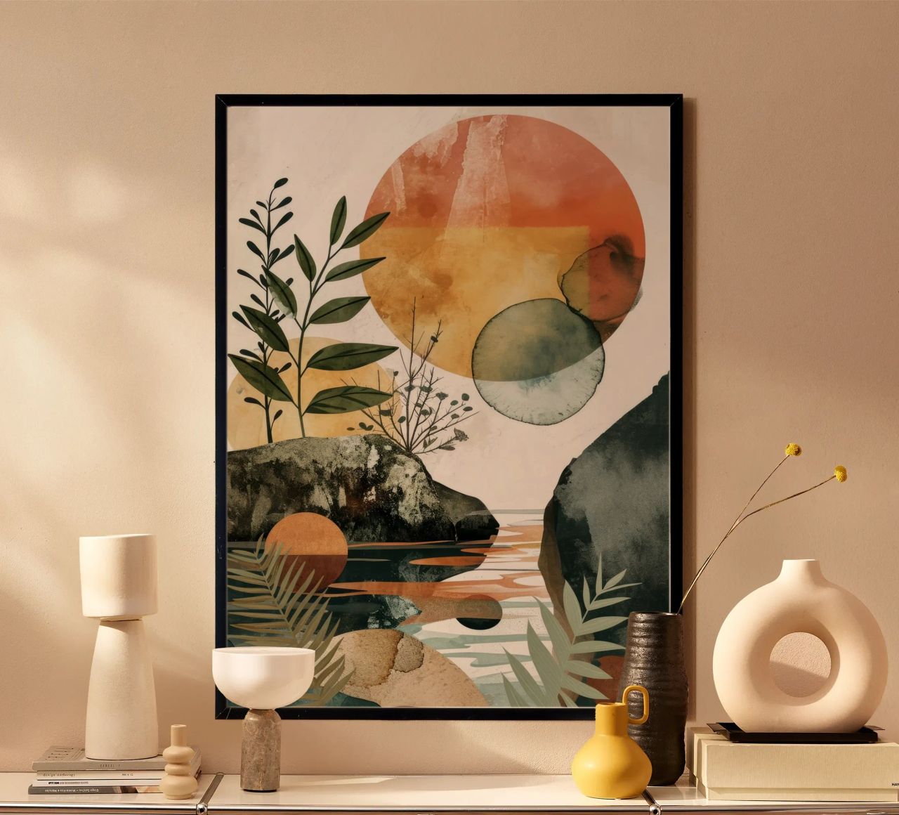 Minimal calm relaxation art poster by Justyna Jaszke JBJart