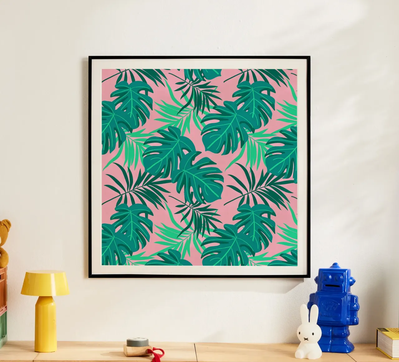 Foglie verdi poster con telaio in legno da Kiroiharu