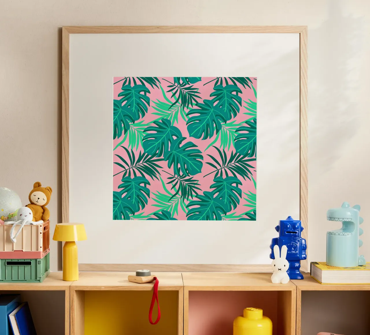 Foglie verdi poster con telaio in legno da Kiroiharu
