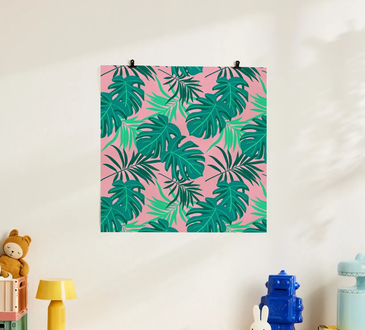 Foglie verdi poster con telaio in legno da Kiroiharu
