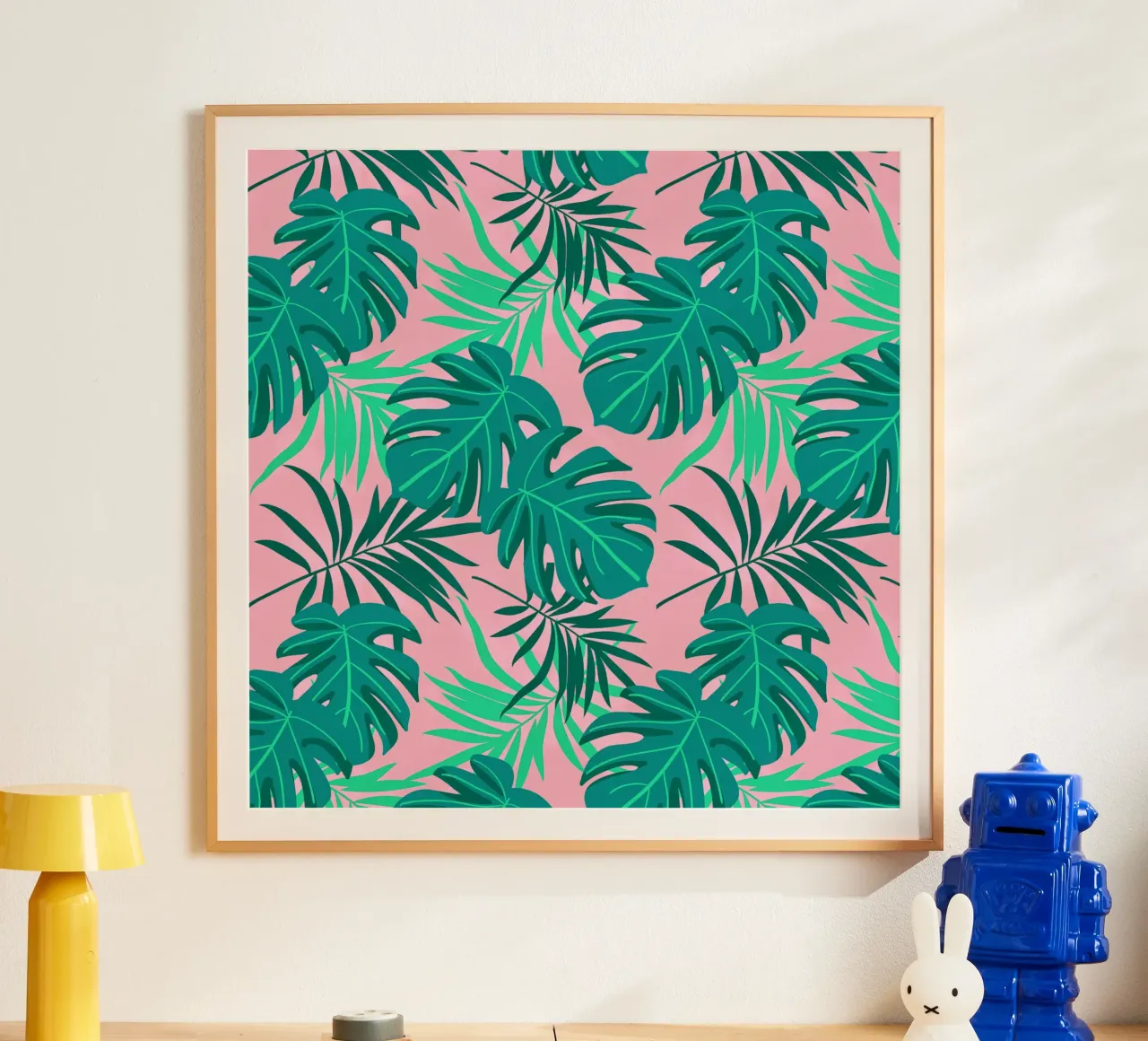 Foglie verdi poster con telaio in legno da Kiroiharu