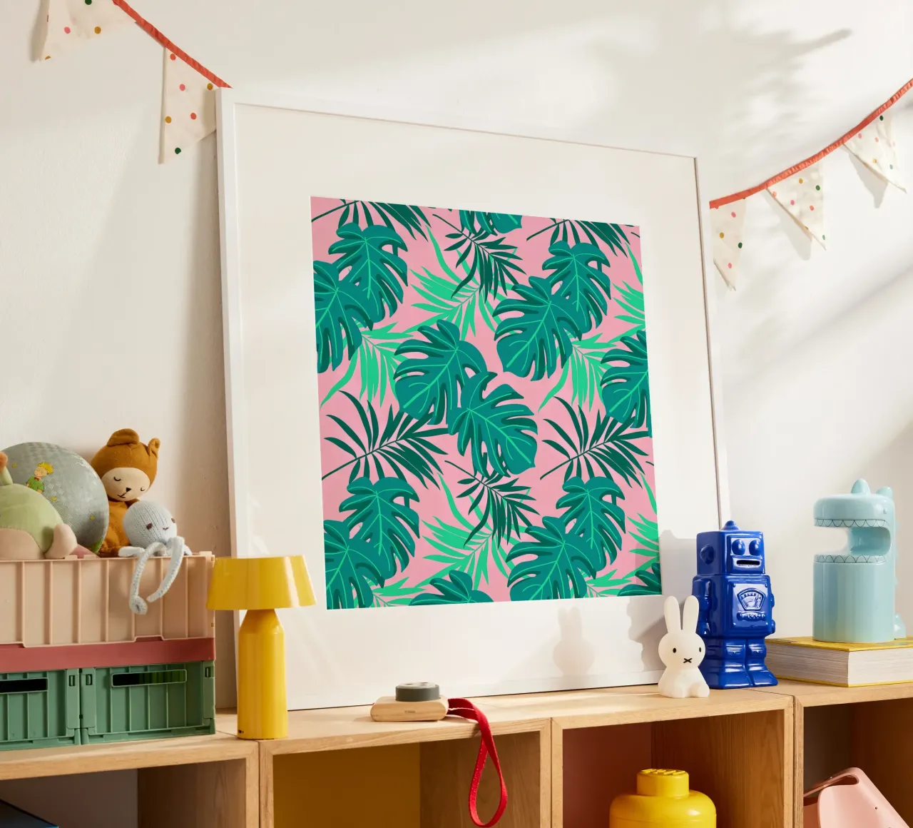 Foglie verdi poster con telaio in legno da Kiroiharu
