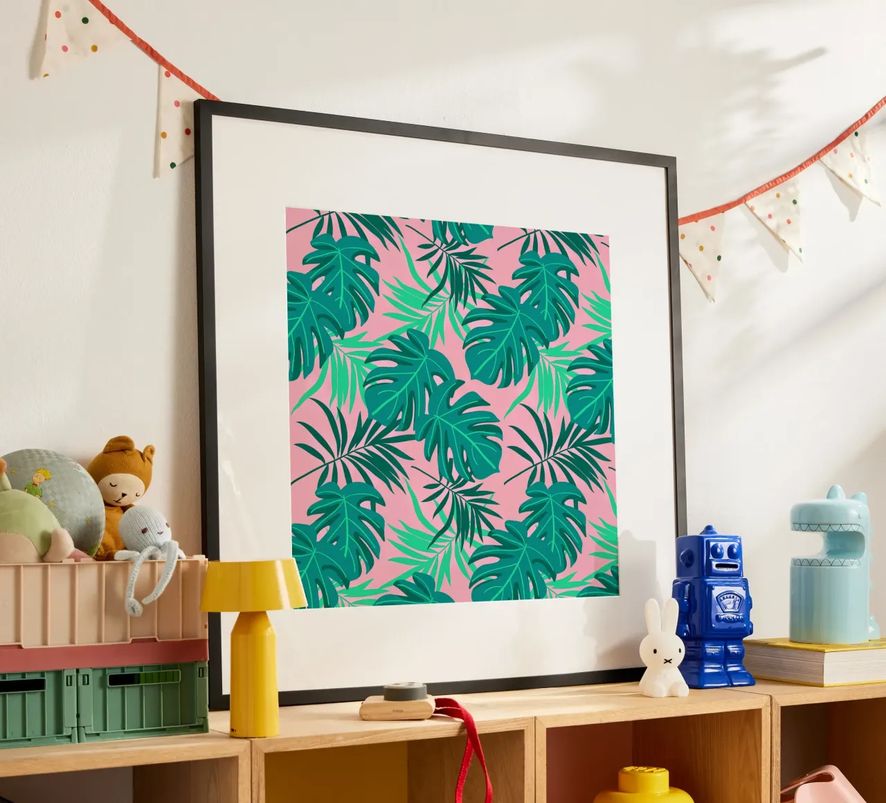 Foglie verdi poster con telaio in legno da Kiroiharu
