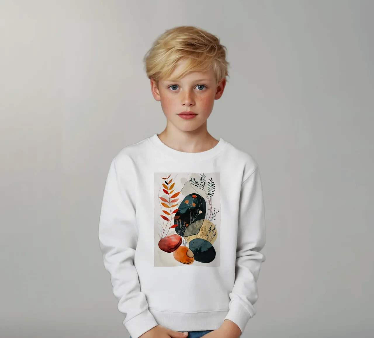 Minimal calm relaxation art kids sweatshirt by Justyna Jaszke JBJart