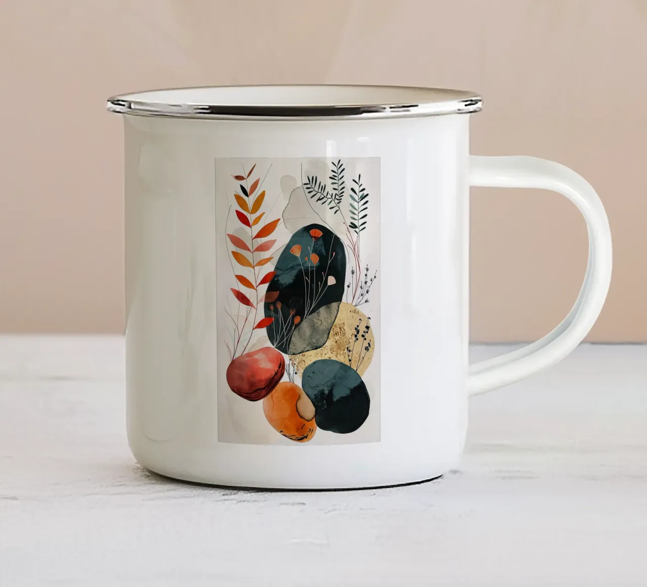 Arte di rilassamento minimale e calma tazza in smalto da Justyna Jaszke JBJart