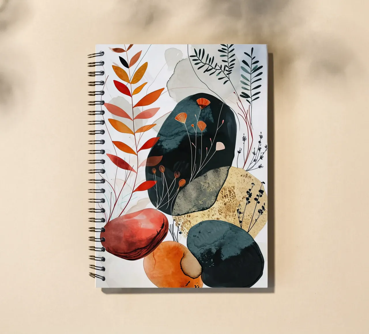 Minimal calm relaxation art spiral notebook by Justyna Jaszke JBJart