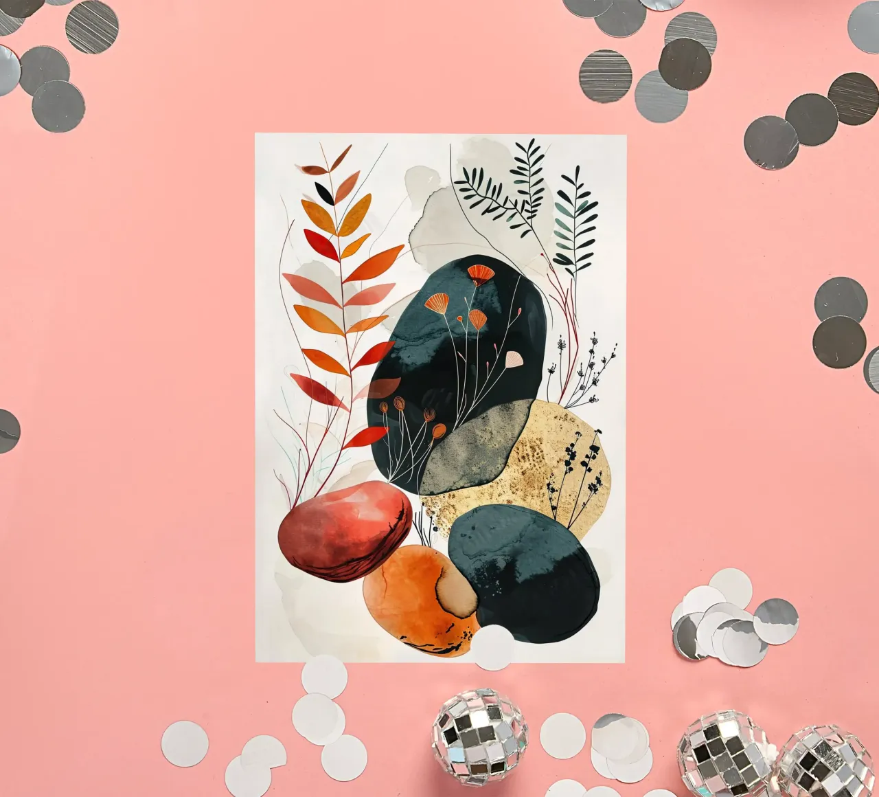 Minimal calm relaxation art sticker by Justyna Jaszke JBJart