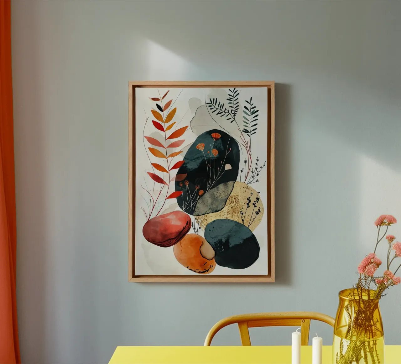 Minimal calm relaxation art canvas with Floater frame by Justyna Jaszke JBJart