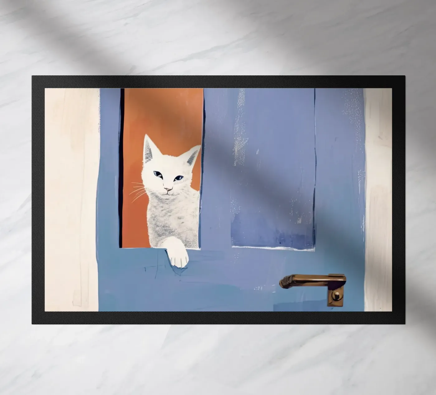 Cat Peeking doormat by DaarbyN
