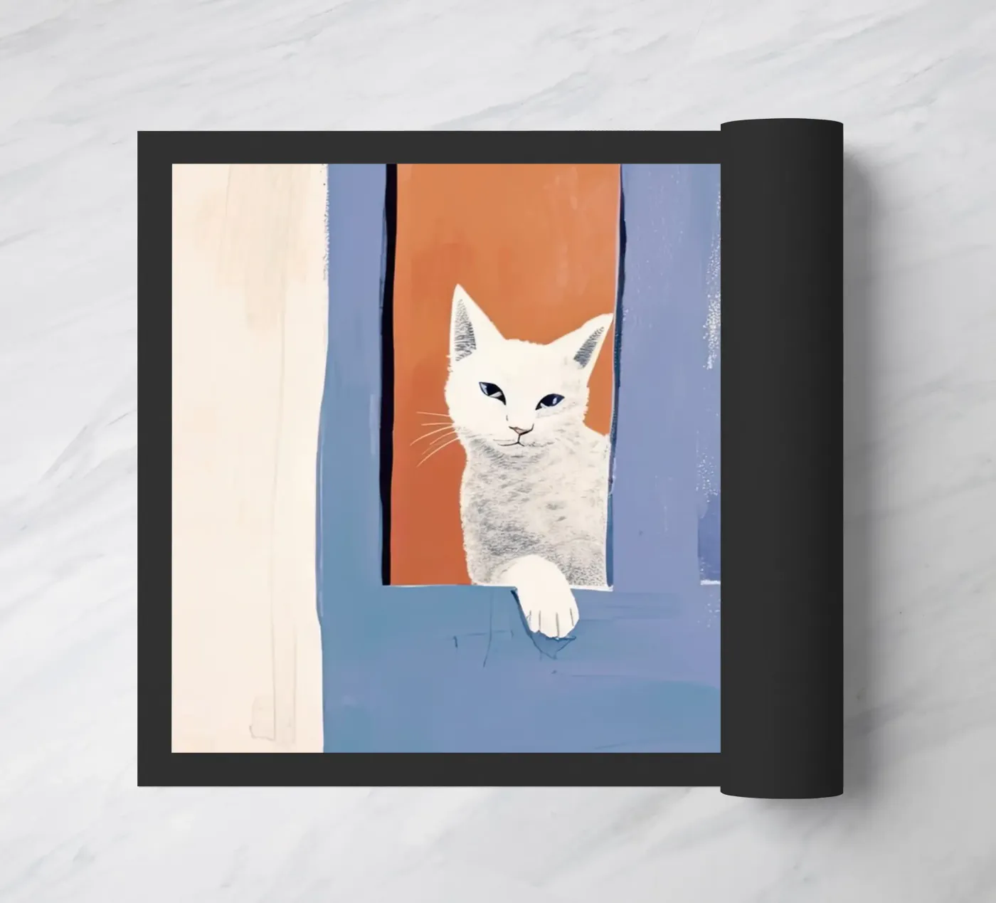 Cat Peeking doormat by DaarbyN