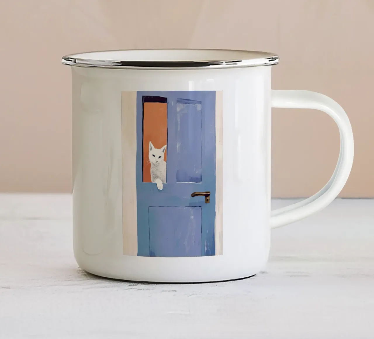 Gatto che sbircia tazza in smalto da DaarbyN