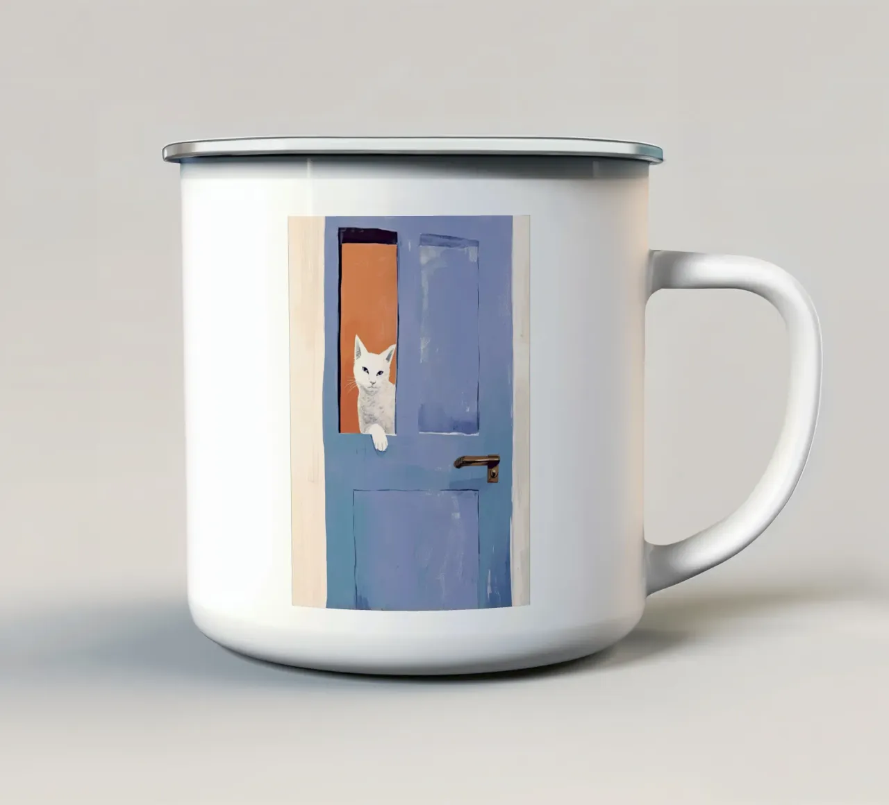 Gatto che sbircia tazza in smalto da DaarbyN