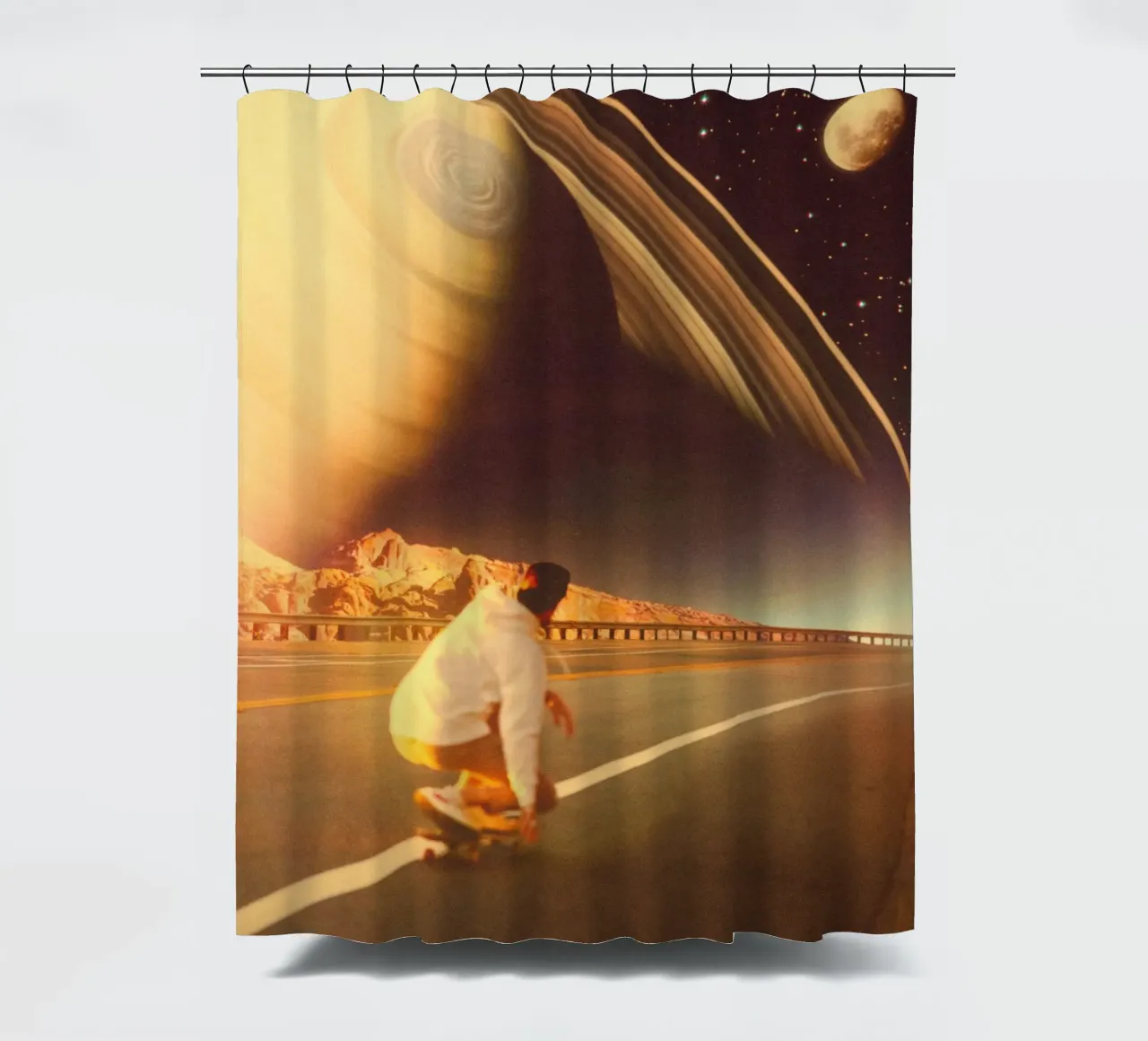 Space Sk8r shower curtain by Taudalpoi