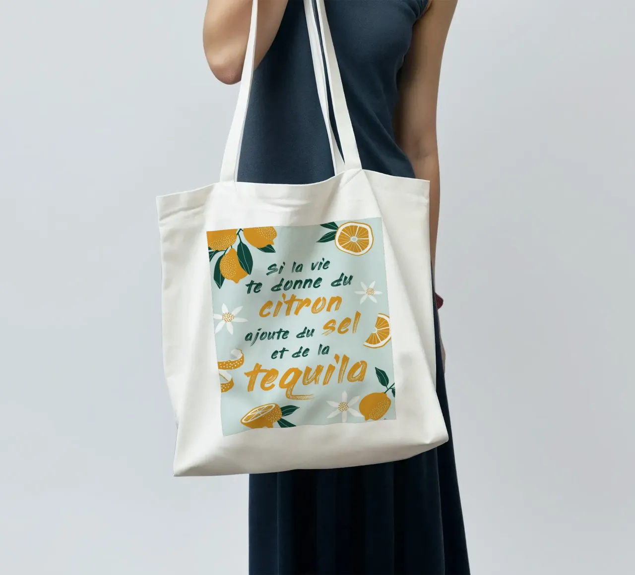 si la vie te donne du citron ajoute du sel te de la tequila borsa in juta da alice